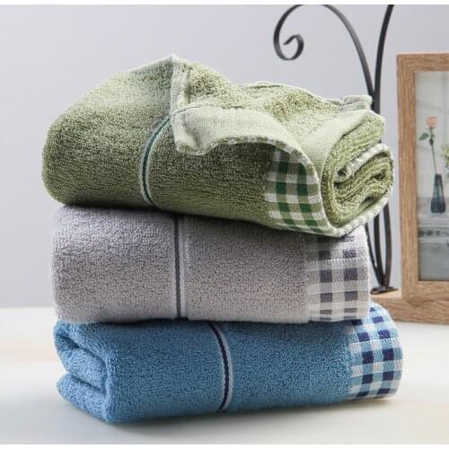 2pcs 34*74 cm Face towel Super soft long stapled cotton face towel excellent water-absorbing quality plaid pattern towel