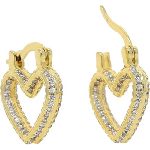 Hollow Heart Earring Micro Pave Cubic Zirconia Trendy Classic Design Women Jewelry