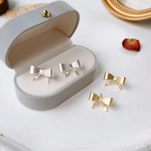 Stud Earrings for Women Fashionable Geometric Bowknot Simple Earrings Women Style Light Luxury Jewelry Accessories Wholesale