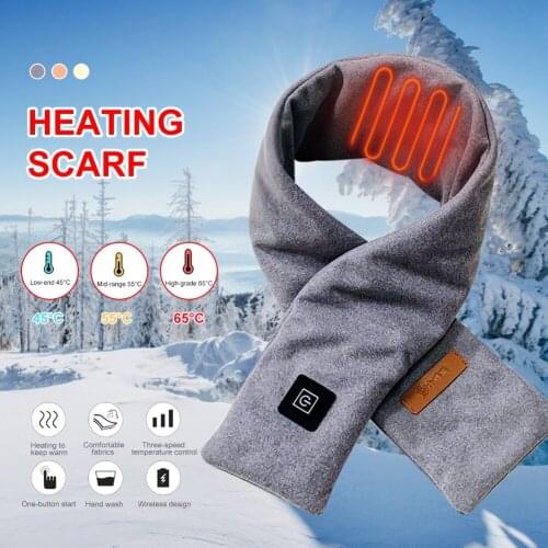 Heated Scarf Winter USB Electric Heated Neck Wrap with 3 Heating Levels Heating Shawl for Men Women