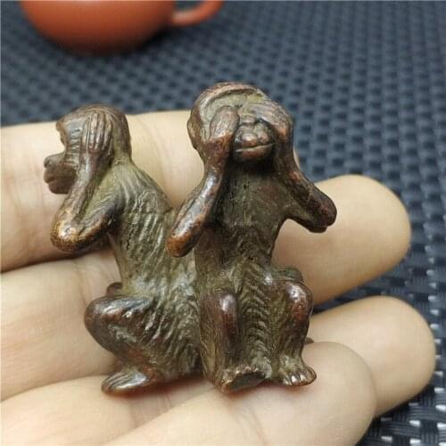 Zodiac animal statue pure copper carving monkey statue monkey king decoration gift buddhist three no monkey feng shui bronze car