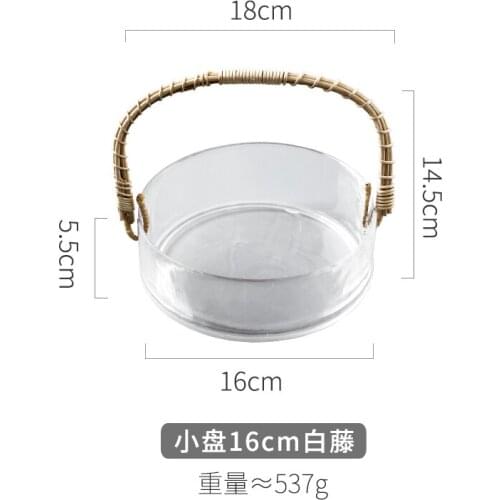 Glass fruit bowl sitting room light luxury home with handle Japanese web celebrity creative fruit basket fruit snack plate
