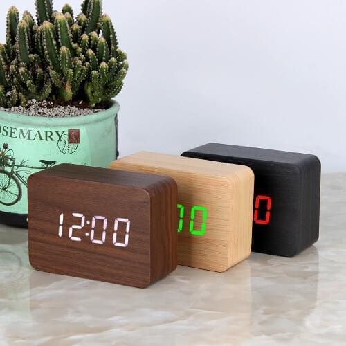 LED Wooden Clock Digital Alarm Clocks Desktop Table Clocks Electronic Voice Control Temperature Display Despertador Home Decor
