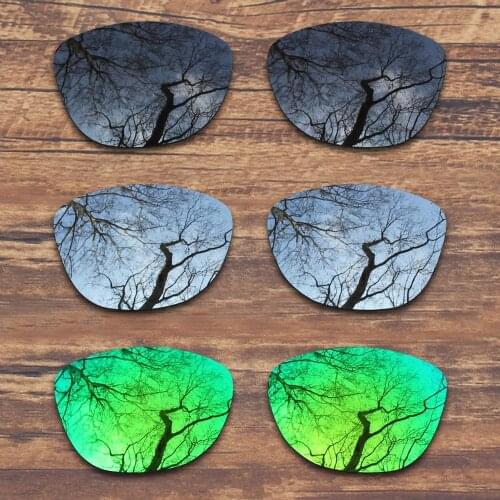 ToughAsNails 3 Pairs Black.Silver.Green Polarized Replacement Lenses for Oakley Frogskins OO9013 Sunglasses