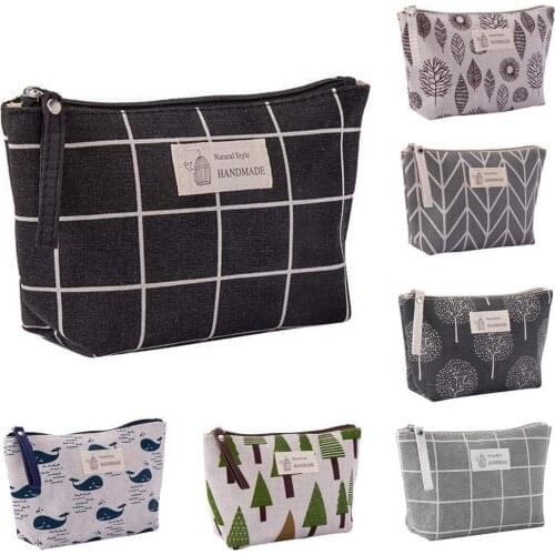 IN STOCK Cotton & Linen Large-Capacity Cosmetic Bag Travel Cosmetic Bag,Multifunctional travel cosmetic bag change bag