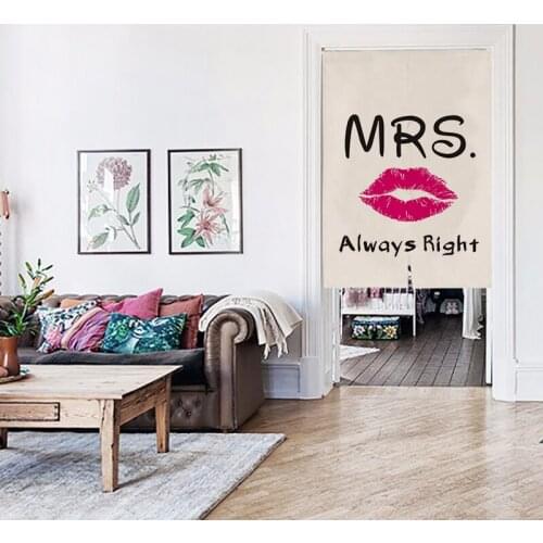 Japanese Door Curtain linen MR AND MRS Printed Short Curtains for Living Room Creative Kitchen Door Curtains Home Decoration