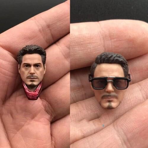 In Stock 1/12 Scale Tony Stark Head Sculpt Robert Downey Jr. Head Carved Accessory Model for 6 inches Body