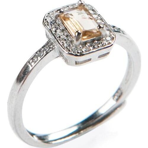 Genuine Natural Orange Color Tourmaline Quartz Crystal Beads Women Party Ring Only One