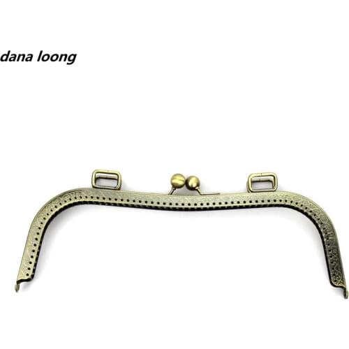 1 piece 27 cm Bronze M Shape Retro Pattern Purse Frame Kiss Clasp DIY Bag Accessories