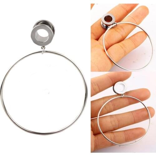 1Pc Women Big Circle Dangle Ear Plug Tunnel Stretcher Expander Piercing Jewelry