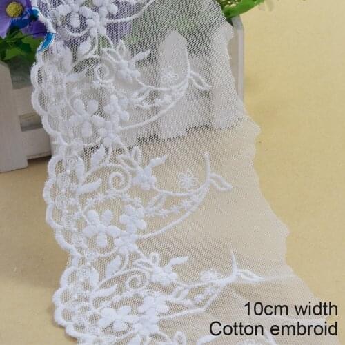 3yards 10cm width Cotton embroid lace sewing ribbon guipure trims fabric warp knitting DIY Garment Accessories wedding lace#3364