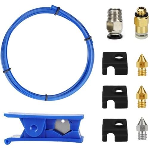 3D Printer 1.75 MK8 Nozzle 0.4mm PTFE Remote Feeding Tube Cutter Pneumatic Connector Silicone Sleeve for CR-10 Ender