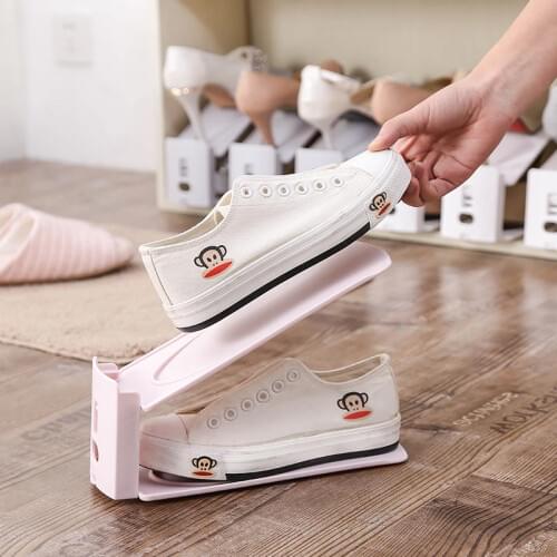 5pcs Durable Adjustable Shoe Organizer Footwear Support Slot Space Saving Cabinet Closet Stand Shoes Storage Rack Shoebox