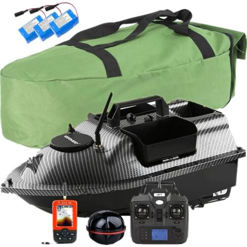 500M RC Wireless Fishing Bait Boat 3 Hoppers Hook Post Speedboat Toy Boat,LCD GPS Sonar Sensor Fishfinder,Handbag,Batteries
