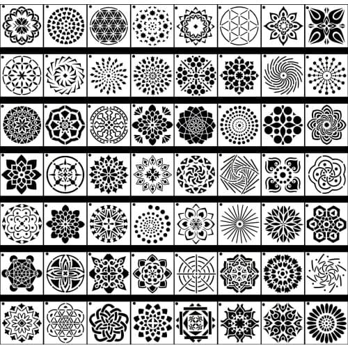 56 Pack Mandala Dot Painting Templates Stencils Perfect for DIY Rock Painting Art Projects 3.6x3.6 inch 9X9 cm