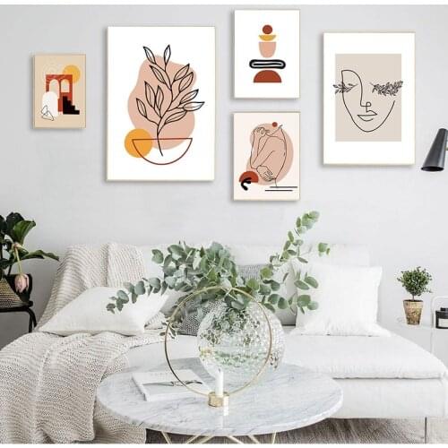 Abstract Line Figures Face Color Blocks Nordic s And Prints Wall Art Canvas Painting Wall Pictures For Living Room Decor
