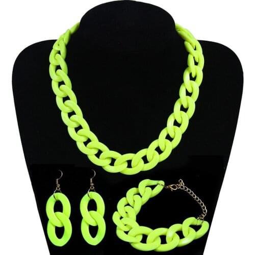 Acrylic Long Chain EMO Necklace Bohemian Chunky Plastic Choker Collar Necklace Pendant For Women Bijoux Fashion Accessories