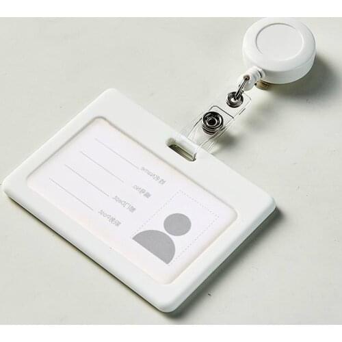 White Horizontal Vertical Work Card Holder with Badge Reel Access Card Case Company Staff Medical Workers Employees Card Sleeve