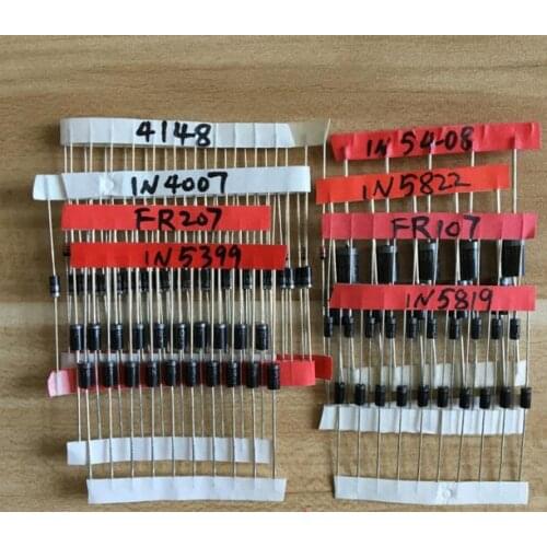 Free shipping 100pc DIP diode Kit 1N4148 1N4007 FR107 etc diode set