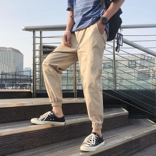Hot 2021 New Mens Cargo pants Fashion Hip Hop Loose Pure Color Spliced Casual pant Joggers Street attire Harajuku Sweatpant