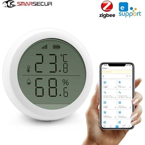 Ewelink ZigBee Smart Home Wireless Temperature And Humidity Sensor Detector With LED Screen Works With Ewelink Zigbee Hub
