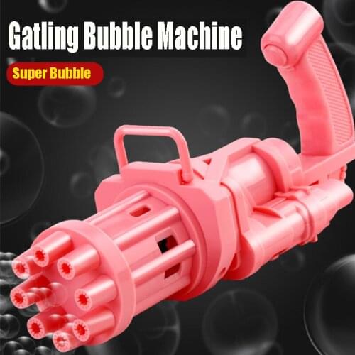 Kids Bubble Gun Toys Summer Soap Water Automatic Gatling Bubble Machine 2-in-1 Electric Bubble Machine For Children Gift Toys