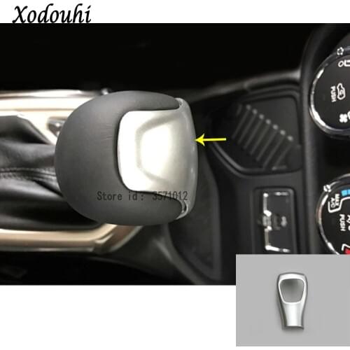 For Jeep Renegade 2016 2017 2018 2019 2020 Car Body Head Sequin Trim ABS Chrome Gear Cover Shift Knob Control Lamp Frame 1pcs