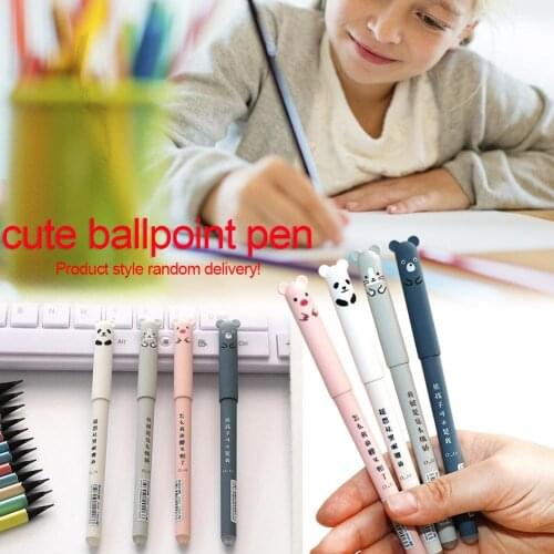 Kawaii Cartoon Pig Bear Cat Mouse Erasable Gel Pen School Office Supplies Stationery Gift 0.35mm Blue Black Ink