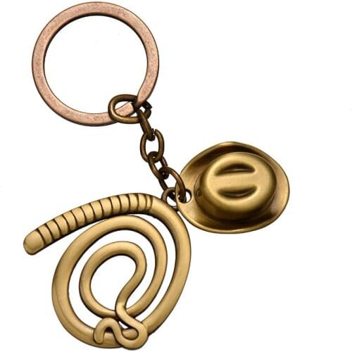 Hot Indiana Jones Keychain keyring Hat & Whip Hot Raiders of The Lost Ark Alloy Cowboy Keychain Chaveiro Jewelry For Fans