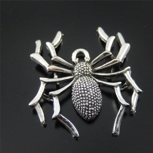 Julie Wang 3PCS Alloy Charm Antique Silver Plated Spider Pendant Charms for Bracelet Jewelry Making Accessories