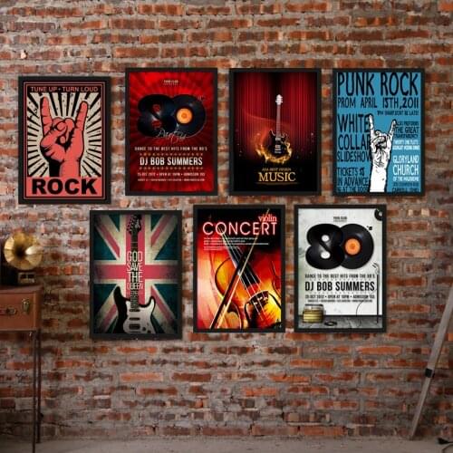 Nordic Style Canvas Painting Print Rock Music Bar Home Decor Wall Art Picture Watercolor Creative For Living Room Modular Poster
