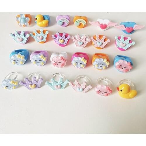 Lost Lady Cute Cartoon Cloud Crown Shape Rings Trendy Sunshine Style Rings for Girls Women Party Jewelry Gift Accessories