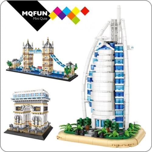 LOZ Mini Building Block World Architecture London Tower Bridge Aegis Sailing Hotel Small Particle Assembly educational toys
