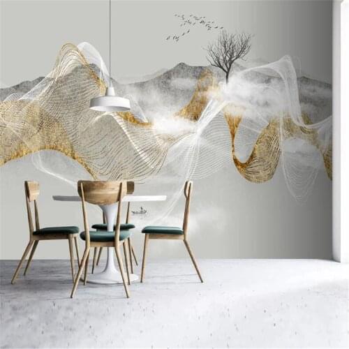 Milofi custom 3D wall paper new Chinese style modern Zen light luxury abstract ink landscape background wall painting