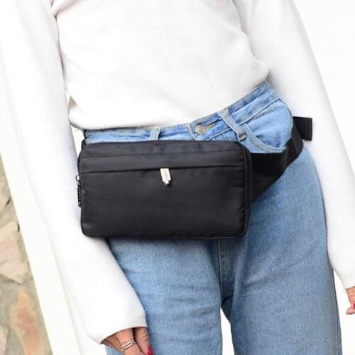 Women Men Nylon Belt Bum Waist Phone Pouch Fanny Pack Crossbody Shoulder Sport Zip Bag Waist Bag for Running
