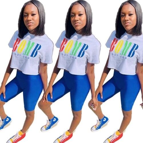 New style sexy women shorts suit summer skinny print 2 pieces outfits for women suit DFM6077