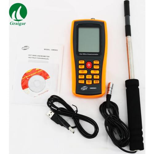 BENETECH GM8903 Portable Hot Wire Digital Anemometer Air Temperature Meter Wind Speed Flow Tester