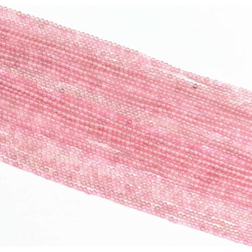 Multi size natural pink crystal 2mm 3mm fashion DIY jewelry round loose Beads 15" B424