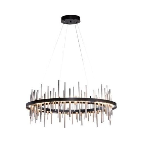 Luxury chandelier round stainless steel custom-made living room restaurant decorative lights post-modern new black coffee shop