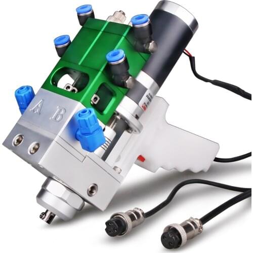 DC24V Electric Stirring AB Double Liquid Valve Hand Control Gun Dispensing Valve with Back Suction Glue Adjustable Ratio 1300RPM