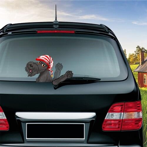 Schnauzer Dog Removable Car Styling Waving Wiper Stickers and Decals PVC Rear Window Windshield Stickers Decorative Accessories