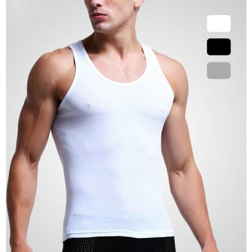 Spring Summer Pure Cotton Round Collar Will Not Pill Men Vest Bottom Fitness Threaded Waistcoat Pure Colour Fastness Tank Tops