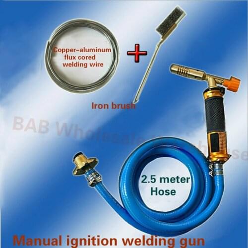 Liquefied Propane Gas Manual Ignition Welding Gun Torch Machine Equipment with 2.5M Hose and Brush for Soldering Cooking Heat