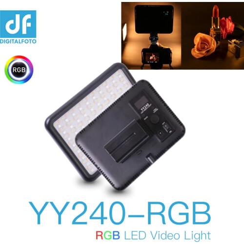 Video YY240 2500-8500K Dimming RGB LED Continuous Panel Light Background Light for Camera Camcorder Full Color with 10 Lighting