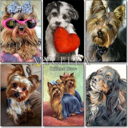 Yorkshire Terrier Full 5D Diy Diamond Painting Cute Dog Diamond Embroidery Cross Stitch Rhinestone Diamond Mosaic Home Decor