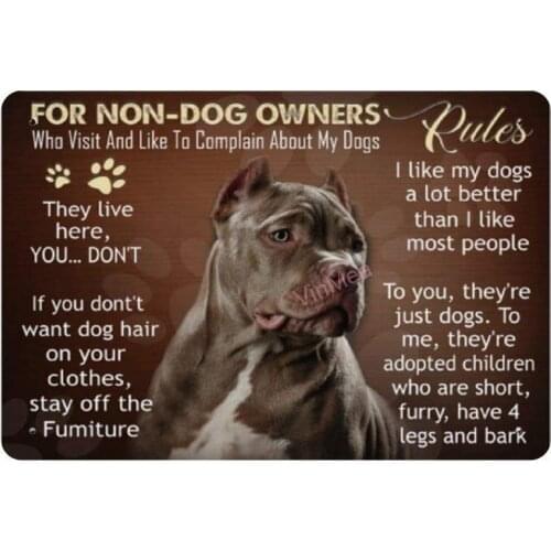 Pitbull Dog for Non Dog Owners Retro Metal Tin Sign Plaque Poster Wall Decor Art Shabby Chic Gift