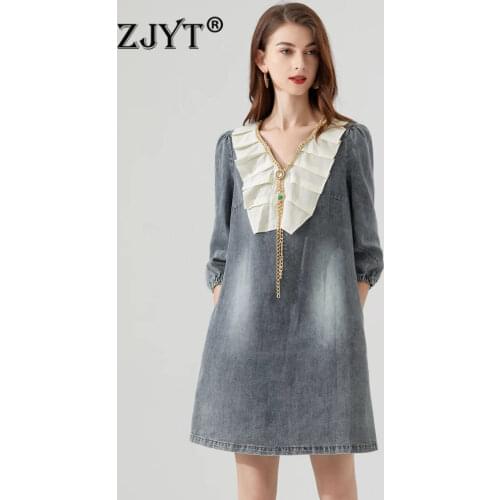 ZJYT Fashion Denim Dresses