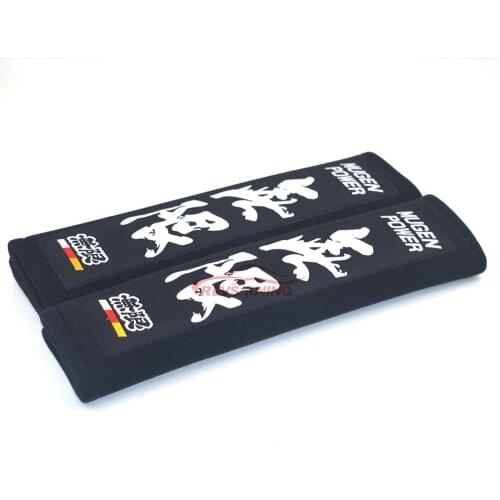 1Pair Black Soft Cotton Universal JDM Style Mugen Car Seat Belt Seatbelt Shoulder Pad Safety Harness Cover