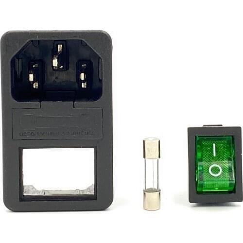 1pc Red green Rocker Switch Fused IEC 320 C14 Inlet Power Socket Fuse Switch Connector Plug Connector with 10A fuse