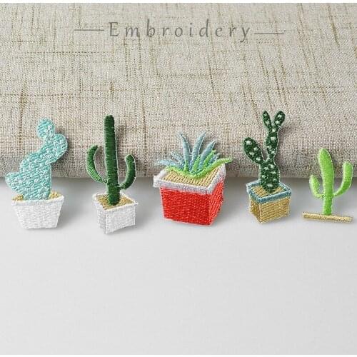 1pcs New Mix Cactus Patch for Clothing Iron on Embroidered Sew Applique Cute Patch Fabric Badge Garment DIY Apparel Accessories